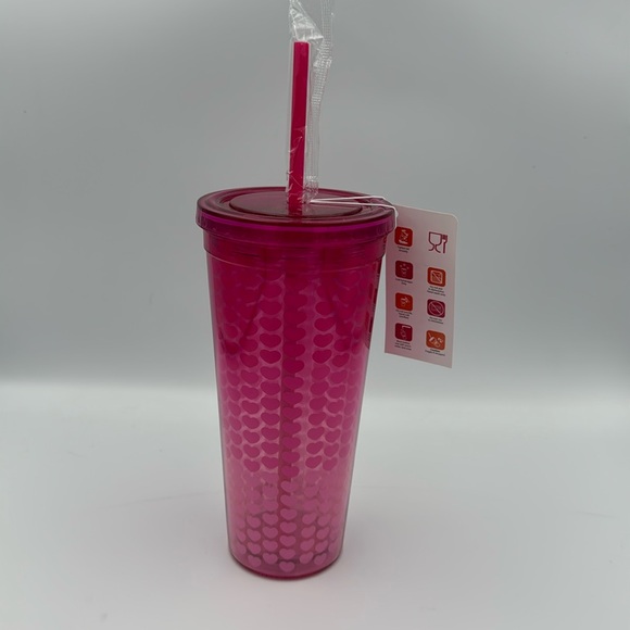 Dunkin Donuts Pink Ombre Hearts‎ Valentines Day Tumbler, Heart Shaped - Picture 7 of 10